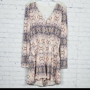 BCBGeneration Long Sleeve Boho Floral Romper Large